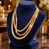 Vintage 3-layer gold snake chain statement necklace, an 18-inch multi-strand piece with a high-shine 'wow' factor.