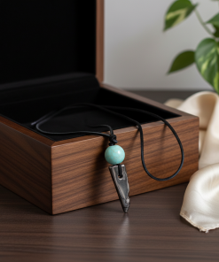 Rustic Black Quartz Slab Pendant Necklace