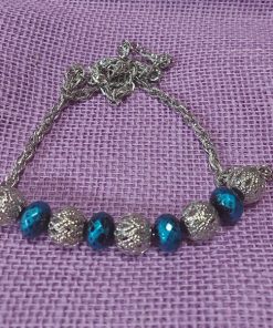 blue and silver metal round bead necklace - wildchild708