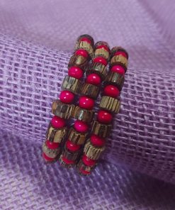 Alternative view of Brown And Pink Beaded Boho Wrap Bracelet