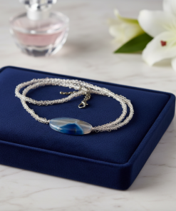 Country Blue Ocean Wave Beaded Necklace