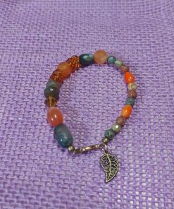 Alternative view of Fall Inspired Gold And Green Glass Beaded Bracelet