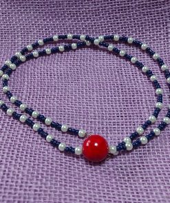 fireball necklace with blue and white beads - wildchild708