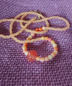frosty agate peach, lemon and watermelon color beaded necklace - wildchild708