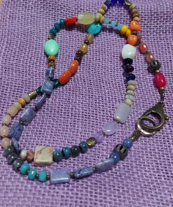 fun long colorful beaded necklace | mixed bead colorful necklace- wildchild708