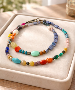 Fun Long Multi-Color Mixed Bead Statement Necklace
