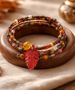 Golden Autumn Brown Memory Wire Bracelet