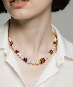 "Jazzed Up" Colorful Pearl & Chip Bead Necklace