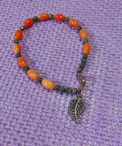 Alternative view of Orange Bead Bracelet (7.25") Pumpkin Bracelet