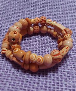 Alternative view of Peach Carved Beaded Wire Bracelet