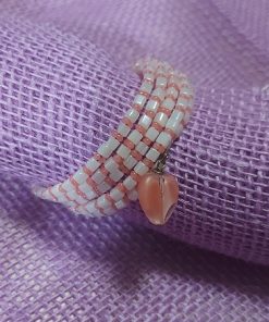 peaches and cream beaded heart bracelet - wildchild708