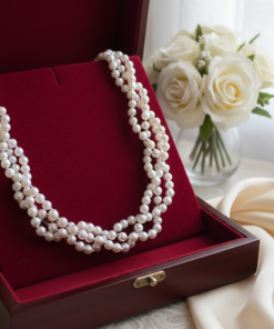 Braided 3 strand pearl necklace.