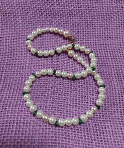 pearls and green teardrop bead necklace - wildchild708