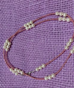 pink seed bead with pearls necklace - wildchild708