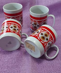 red abstract design 4 mug set - wildchild708