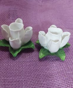 porcelain lotus vintage candle stick holder - wildchild708