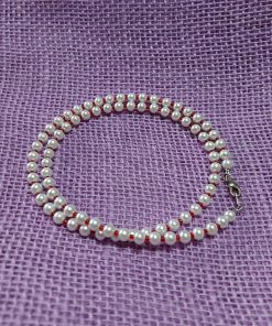 red & white candy cane pearl bead necklace - wildchild708