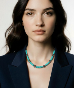 Resin Flower & Blue Howlite Beaded Necklace