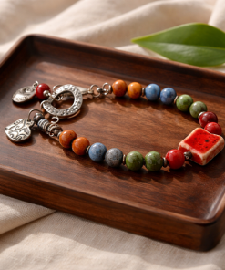 Rich Color Ceramic & Follow Your Heart Charm Bracelet
