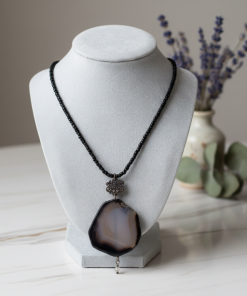Rustic Agate Slab Gemstone Pendant Necklace