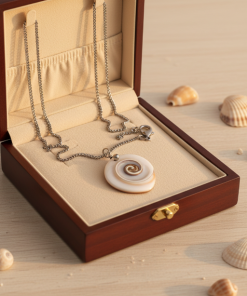 Rustic Spiral Seashell Pendant Necklace