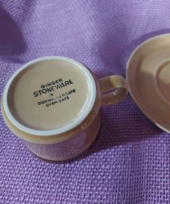 Alternative view of Six Diner Ginger Stoneware Vintage Mugs And Saucers | Spicy 70s Color