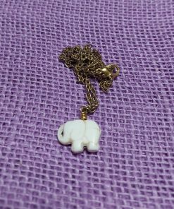 small elephant pendant on brass fine chain - wildchild708