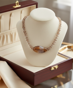 Smoky Earthy Focal Bead Minimalist Necklace