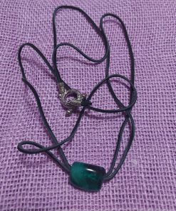 teal green focal bead leather corded necklace - wildchild708
