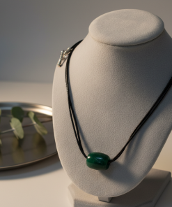 Teal Green Glass Focal Bead Corded Necklace