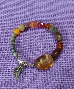 Alternative view of Warm Gold And Green Glass Beaded Bracelet