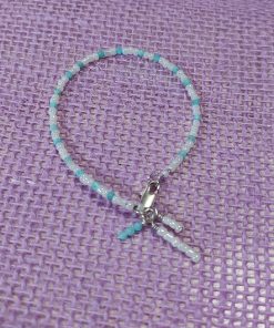 Alternative view of White And Turquoise Seed Bead Bracelet