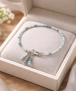 White And Turquoise Seed Bead Bracelet