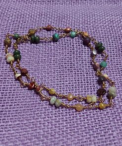 mixed color semi precious hand wired small bead necklace