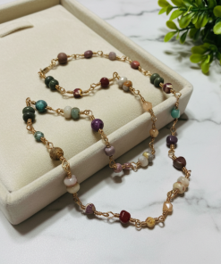 Hand-Wired Semi-Precious Small Bead Stacking Necklace
