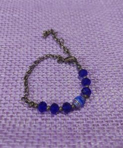 Alternative view of Navy Beads And Brass Chain Bracelet