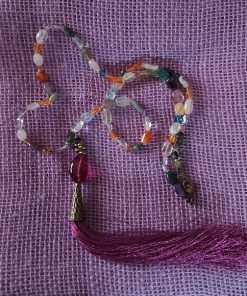 semi-precious beaded purple fringe necklace