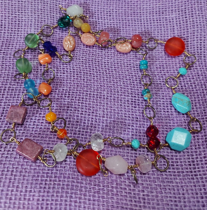 super long mix color hand wired beaded necklace | long colorful beaded necklace | unique gift for her | handwired multi color and bead type necklace - wildchild708