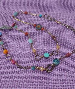wire wrapped and chain bead necklace
