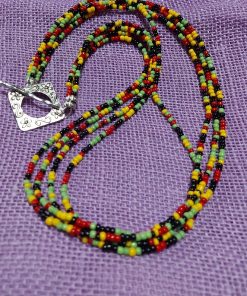 tribal colored 4 layer 32 inch necklace | ethnic color necklace | rasta bead necklace | Juneteenth necklace - wildchild708