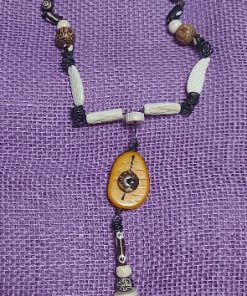 whimsical taga nut, wood, bone and wire necklace - wildchild708
