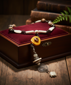 Whimsical Tagua Nut & Bone Handcrafted Wire Necklace