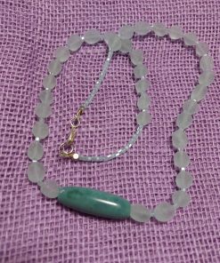 amazonite bead focal and teal bead necklace - wildchild708