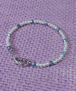 Alternative view of 7 ½ Dainty Teal And Pearl Bracelet