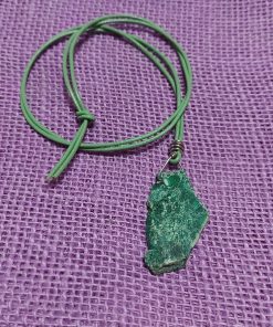 green jasper slab pendant leather necklace - wildchild708