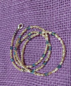 pearl and iridescent blue glass bead necklace - wildchild708