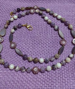 Alternative view of Purple Agate & Czech Flower Window Bead Necklace