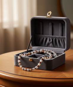 Smoky Agate & Copper Fire Polished Glass Necklace