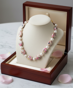 Pink Jasper & Freshwater Pearl Handmade Necklace